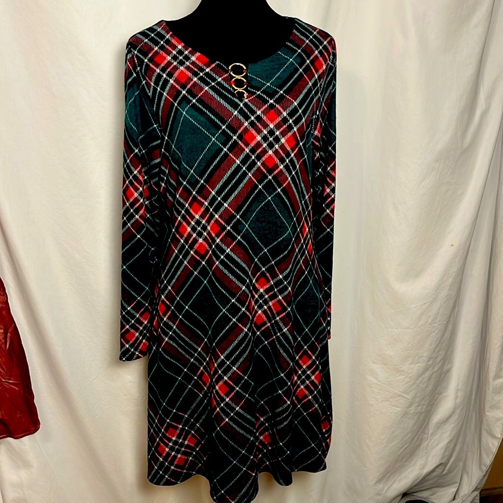 NWT R & K plaid dress with  pockets size 12 Macy’s